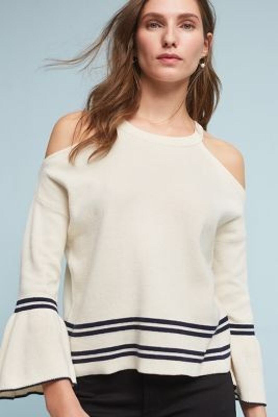 New Anthropologie Leandre Open-Shoulder Top by Knitted & Knotted $88 XS Ivory
